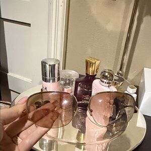 Prada Gold Metal Frame Brown Gradient Sunglasses